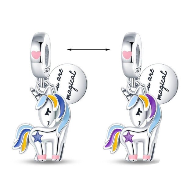 Charm pendentif licorne en argent - change de couleur - Korell charms