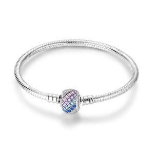 Bracelet pour charms cylindre cristaux multicolores en argent - Korell charms