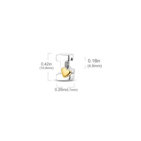 Charm alphabet lettre et cœur doré en argent - Korell charms