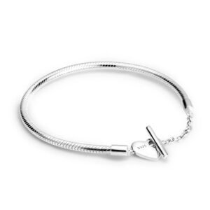 Bracelet pour charms fermoir en T petit cœur en argent - Korell charms