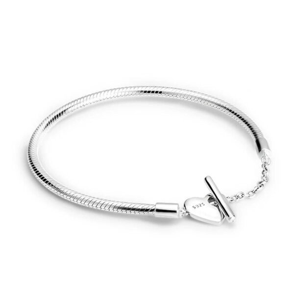 Bracelet pour charms fermoir en T petit cœur en argent - Korell charms