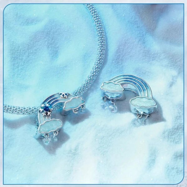 Charm Prestige arc-en-ciel, nuages et flocons de neige en argent plaqué platine - Korell charms