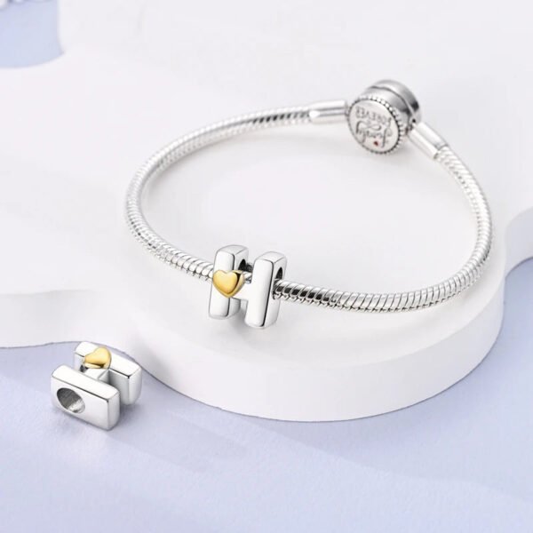 Charm alphabet lettre et cœur doré en argent - Korell charms