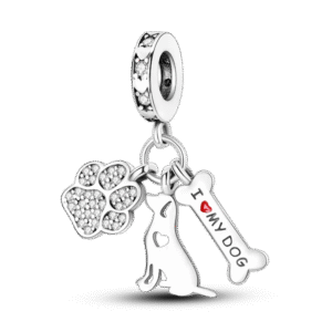 Charm pendentif triple chien, os, empreinte en argent Default Title - Korell charms