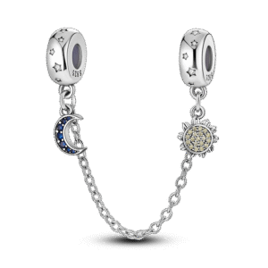 Charm chaine quartier de lune et soleil en argent - Korell charms