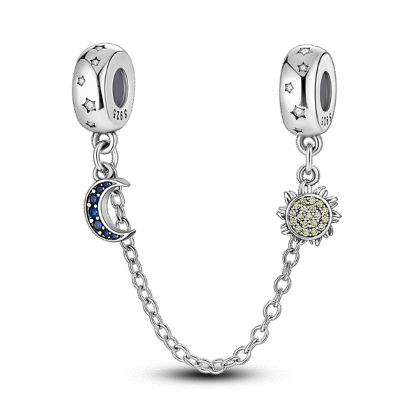 Charm chaine quartier de lune et soleil en argent - Korell charms