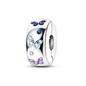 Charm séparateur à clip papillons multicolores en argent Default Title - Korell charms