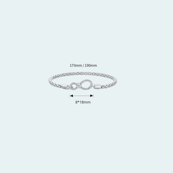 Bracelet Prestige Signe Infini en maille cloutée en argent plaqué platine - Korell charms