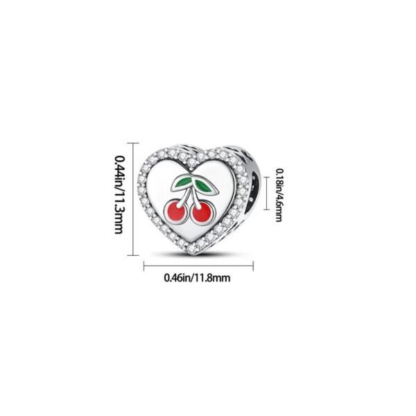 Charm cœur cerises en argent - Korell charms