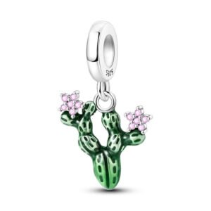 Charm pendentif cactus en fleurs en argent - Korell charms