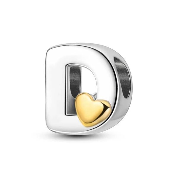 Charm alphabet lettre et cœur doré en argent Lettre D - Korell charms