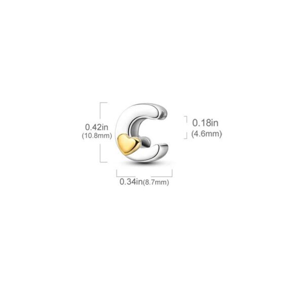 Charm alphabet lettre et cœur doré en argent - Korell charms