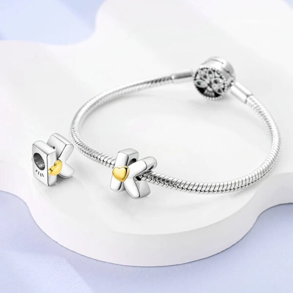 Charm alphabet lettre et cœur doré en argent - Korell charms
