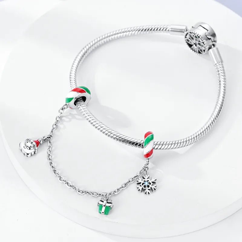 Charm chaine Père Noël, cadeau et flocon en argent - Korell charms
