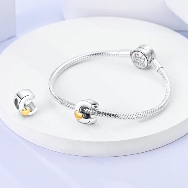Charm alphabet lettre et cœur doré en argent - Korell charms