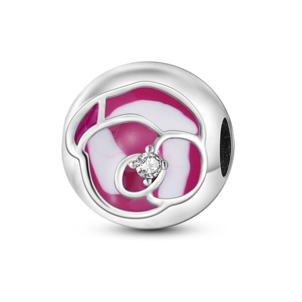 Charm perle à clip fleur rose et cristal en argent Default Title - Korell charms