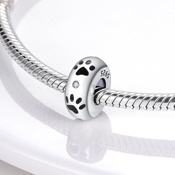 Charm séparateur empreintes de patte chien en argent - Korell charms
