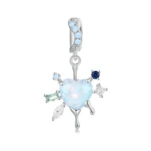 Charm Prestige pendentif cœur givré en argent plaqué platine Default Title - Korell charms