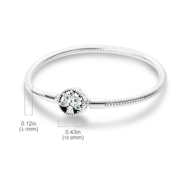 Bracelet pour charms arbre et cristaux verts en argent - Korell charms