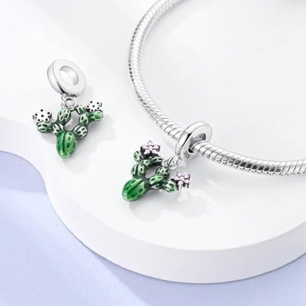 Charm pendentif cactus en fleurs en argent - Korell charms