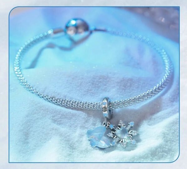 Charm Prestige pendentif double flocon et papillon en argent plaqué platine - Korell charms