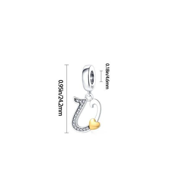 Charm pendentif alphabet lettre italique et cœur doré en argent - Korell charms