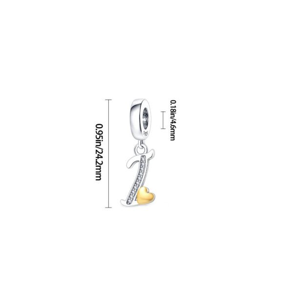 Charm pendentif alphabet lettre italique et cœur doré en argent - Korell charms