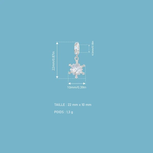 Charm Prestige pendentif fleur de glace en argent plaqué platine - Korell charms