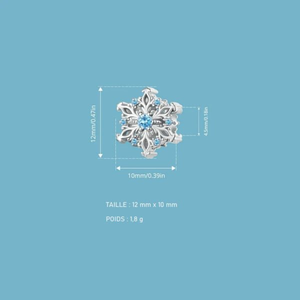 Charm Prestige flocon de neige en argent plaqué platine - Korell charms