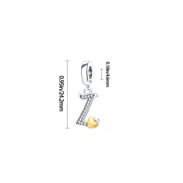 Charm pendentif alphabet lettre italique et cœur doré en argent - Korell charms