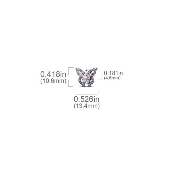 Charm séparateur papillon cristaux violets en argent - Korell charms