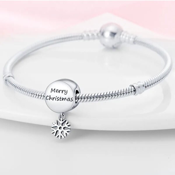Charm rond renne et pendentif flocon bleu en argent - Korell charms