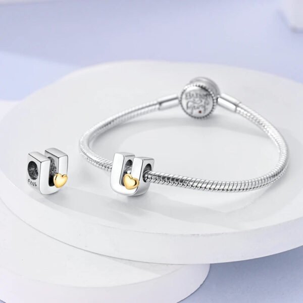 Charm alphabet lettre et cœur doré en argent - Korell charms