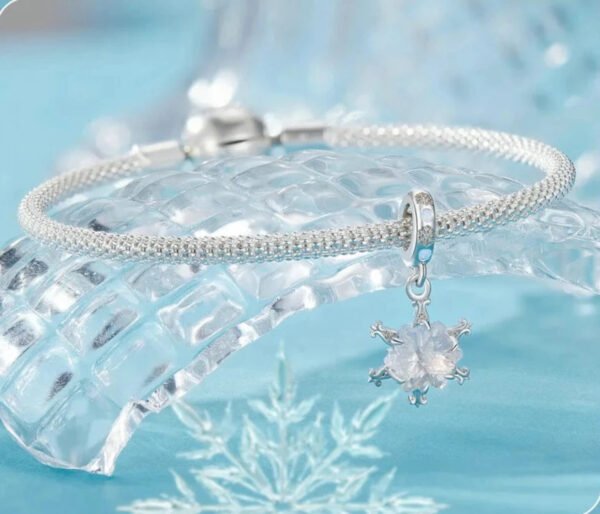 Charm Prestige pendentif fleur de glace en argent plaqué platine - Korell charms