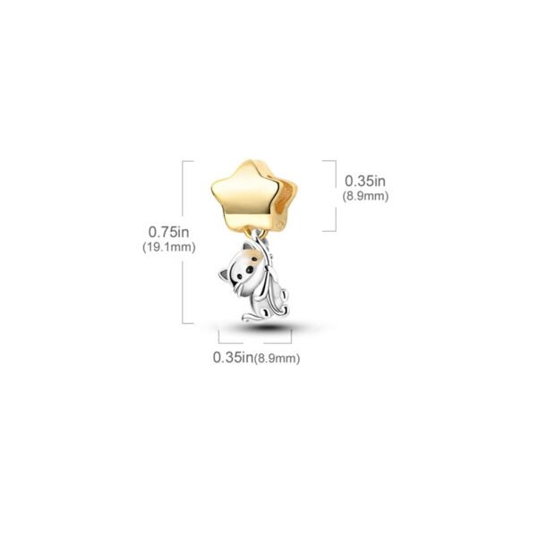 Charm chat suspendu à une étoile en argent - Korell charms
