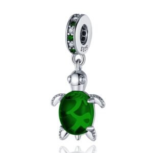 Charm pendentif tortue de mer en argent vert - Korell charms