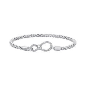 Bracelet Prestige Signe Infini en maille cloutée en argent plaqué platine - Korell charms