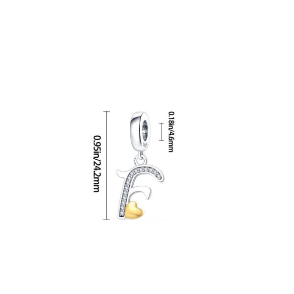 Charm pendentif alphabet lettre italique et cœur doré en argent - Korell charms