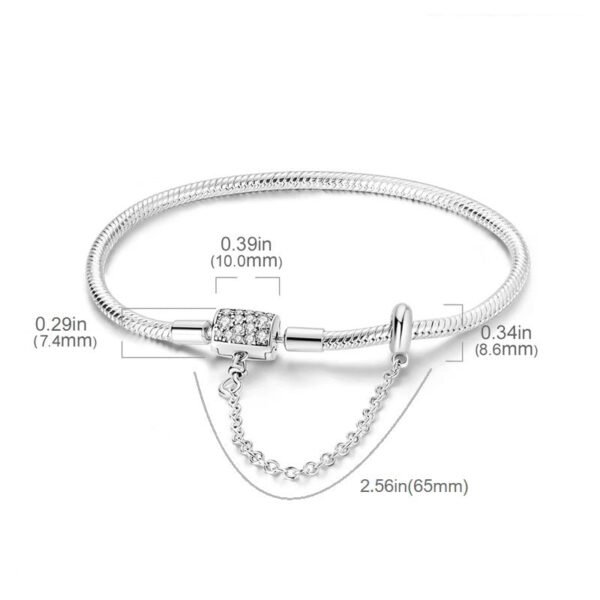 Bracelet pour charms barillet avec chaîne de sécurité intégrée en argent - Korell charms