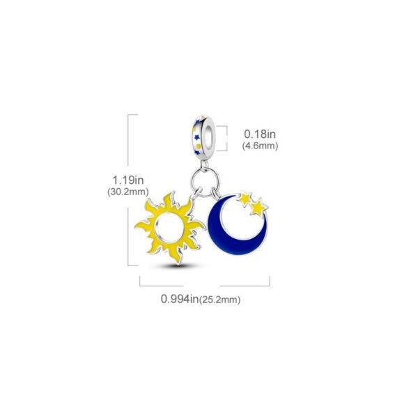 Charm pendentif lune, soleil et étoiles en argent - lumineux - Korell charms