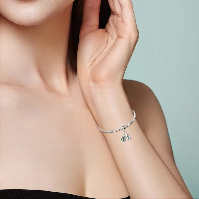 Charm pendentif double sapin et ange en argent - Korell charms