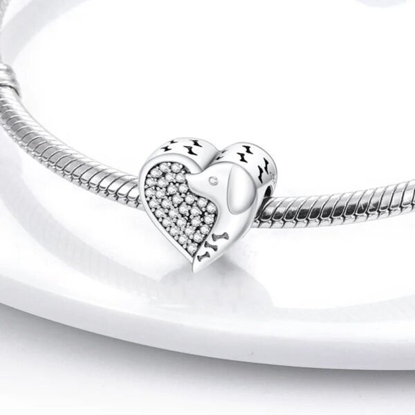 Charm cœur chien en argent - Korell charms