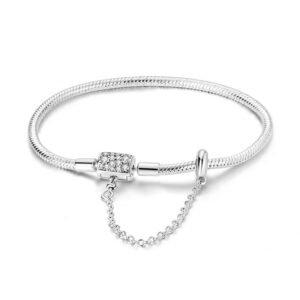 Bracelet pour charms barillet avec chaîne de sécurité intégrée en argent - Korell charms