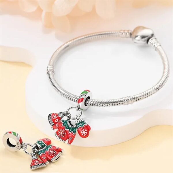 Charm pendentif triple bonnet, pull et moufle de Noël en argent - Korell charms