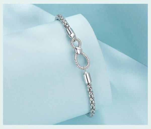 Bracelet Prestige Signe Infini en maille cloutée en argent plaqué platine - Korell charms