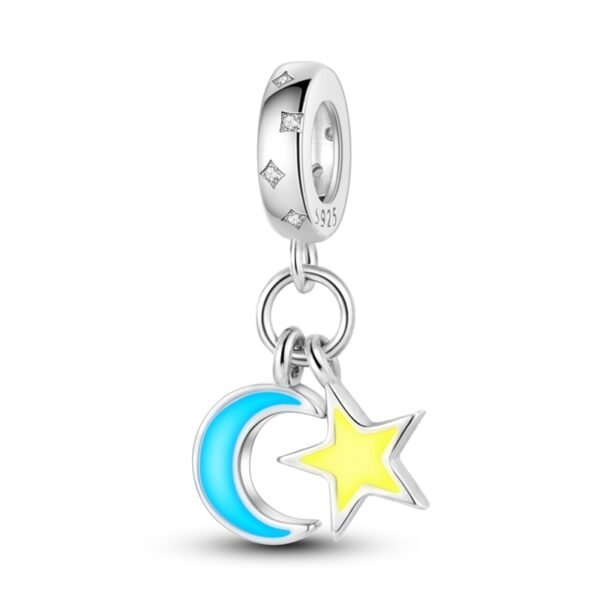 Charm pendentif étoile et lune en argent - lumineux – Image 6