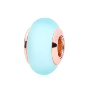 Charm séparateur Murano dépoli en argent Bleu - Korell charms