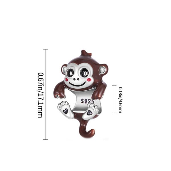 Charm singe chimpanzé enroulé en argent - Korell charms