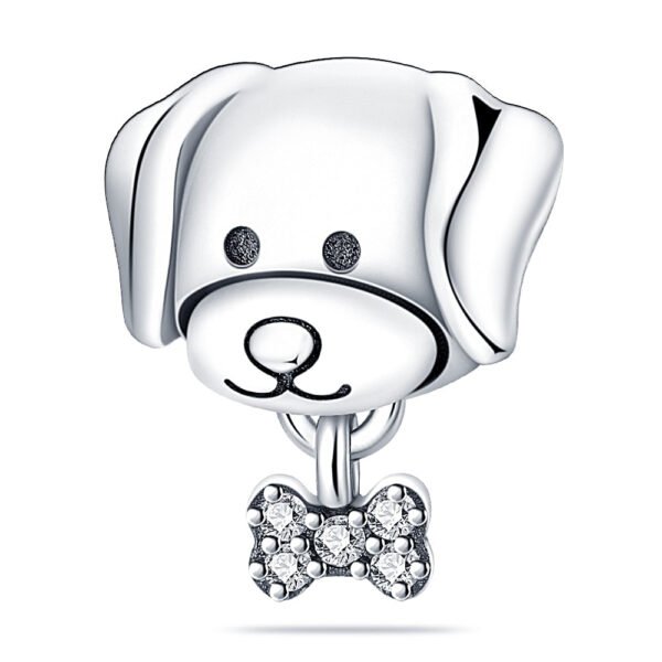 Charm tête de chien et os en argent - Korell charms