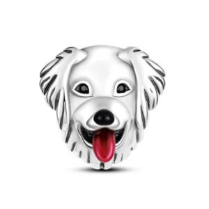 Charm tête de chien poils longs en argent - Korell charms